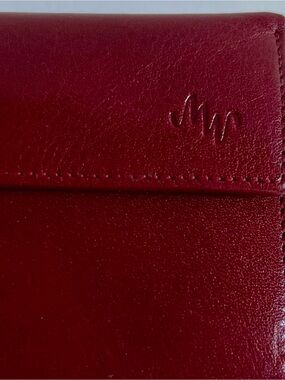 Vintage Monsac Red Leather Wallet Trifold Burgundy